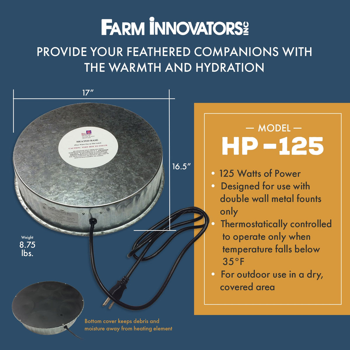 Heated Base for Metal Poultry Founts L3241