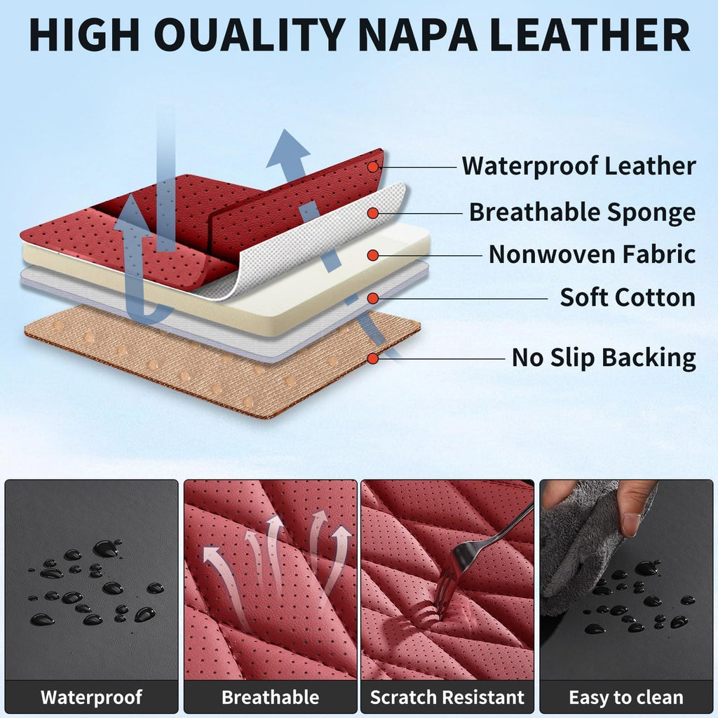 Red Black Leather Car Seat Covers Full Set M32598