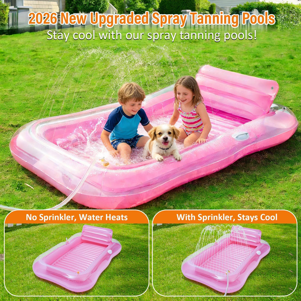 Inflatable Tanning Pool Lounger Float with Sprinkler I453