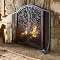Wrought Iron Fireplace Screen with Locking Doors V5625