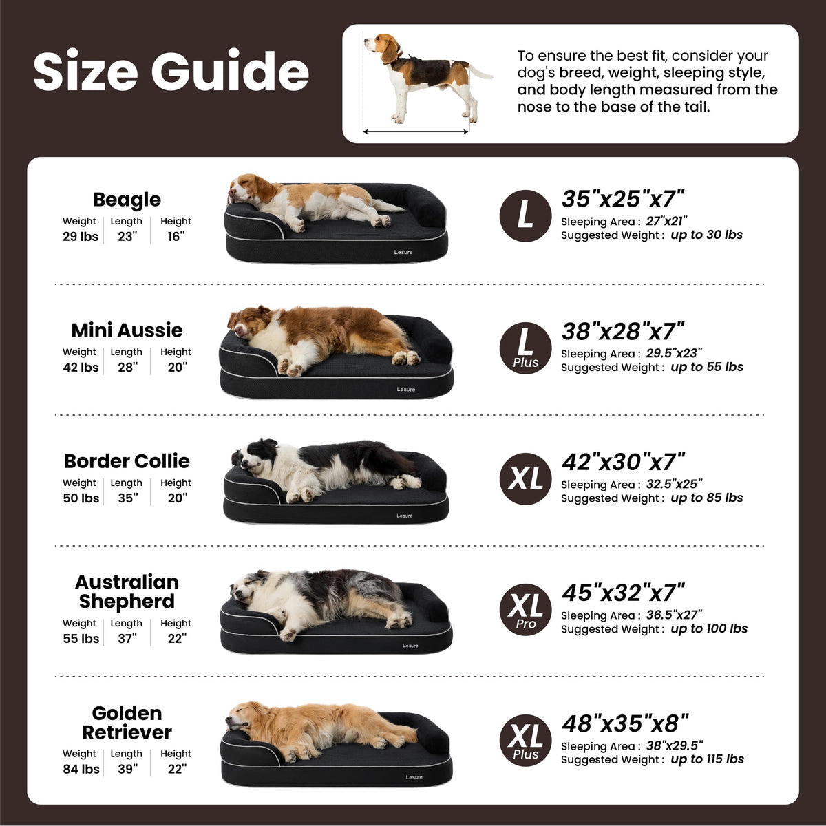 Black 42" Orthopedic Dog Beds G135