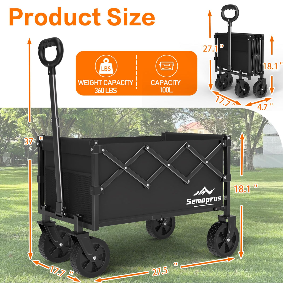 Foldable Heavy Duty Wagon with Wheels L79586