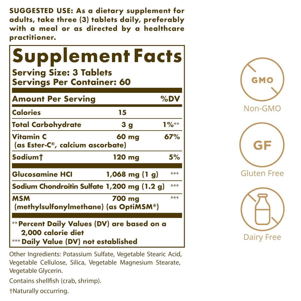 180 Tablets Glucosamine Chondroitin MSM S734