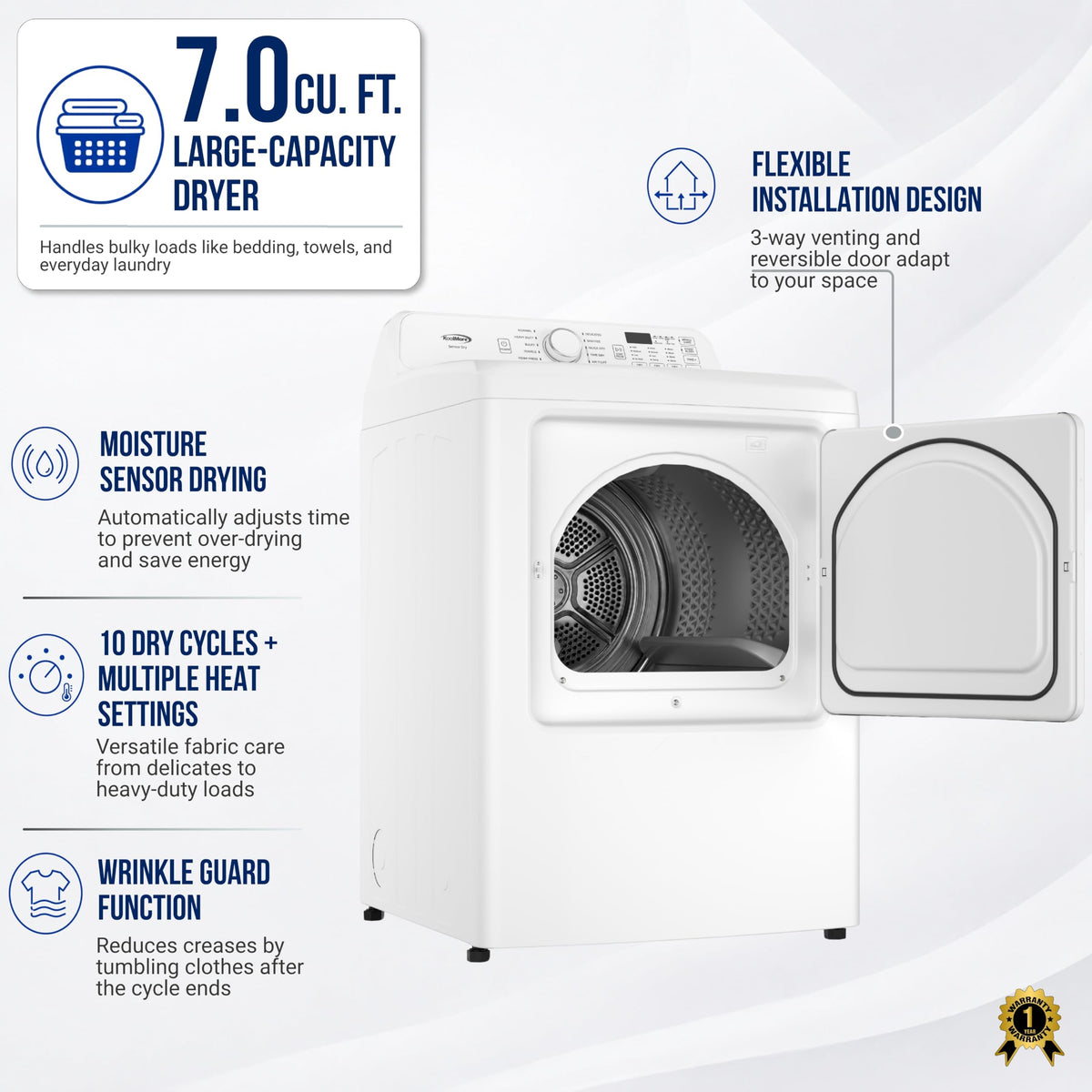 27-Inch 7.0 Cu. Ft. Electric Front Load Dryer D21023