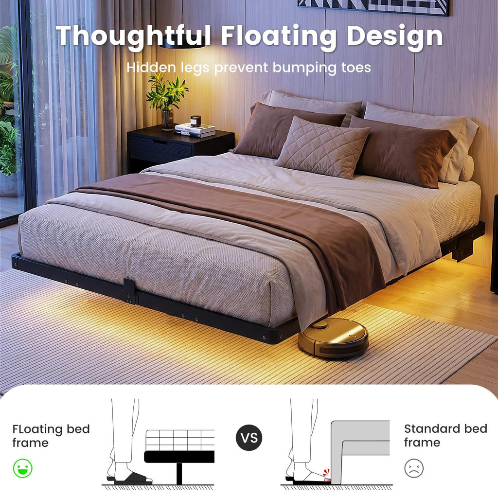 Full Floating Bed Frame with LED Lights Q41312