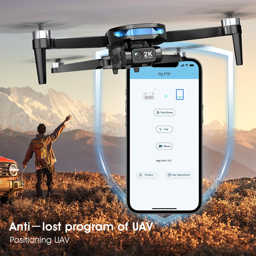 GPS Drone with EIS 2K Camera, 7.22 inch Screen, 64 Mins Flight, Foldable RC Drone C10683