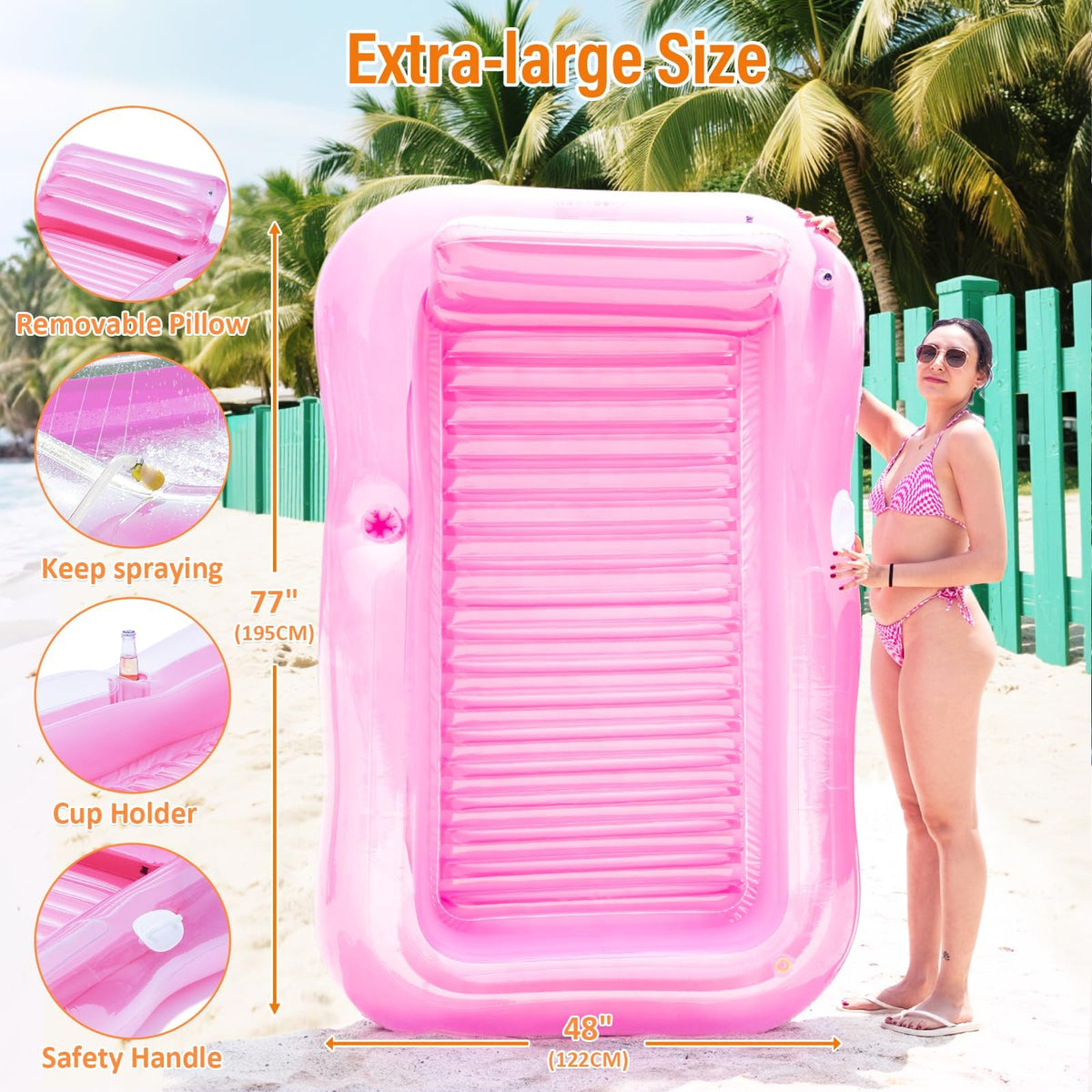 Inflatable Tanning Pool Lounger Float with Sprinkler I453