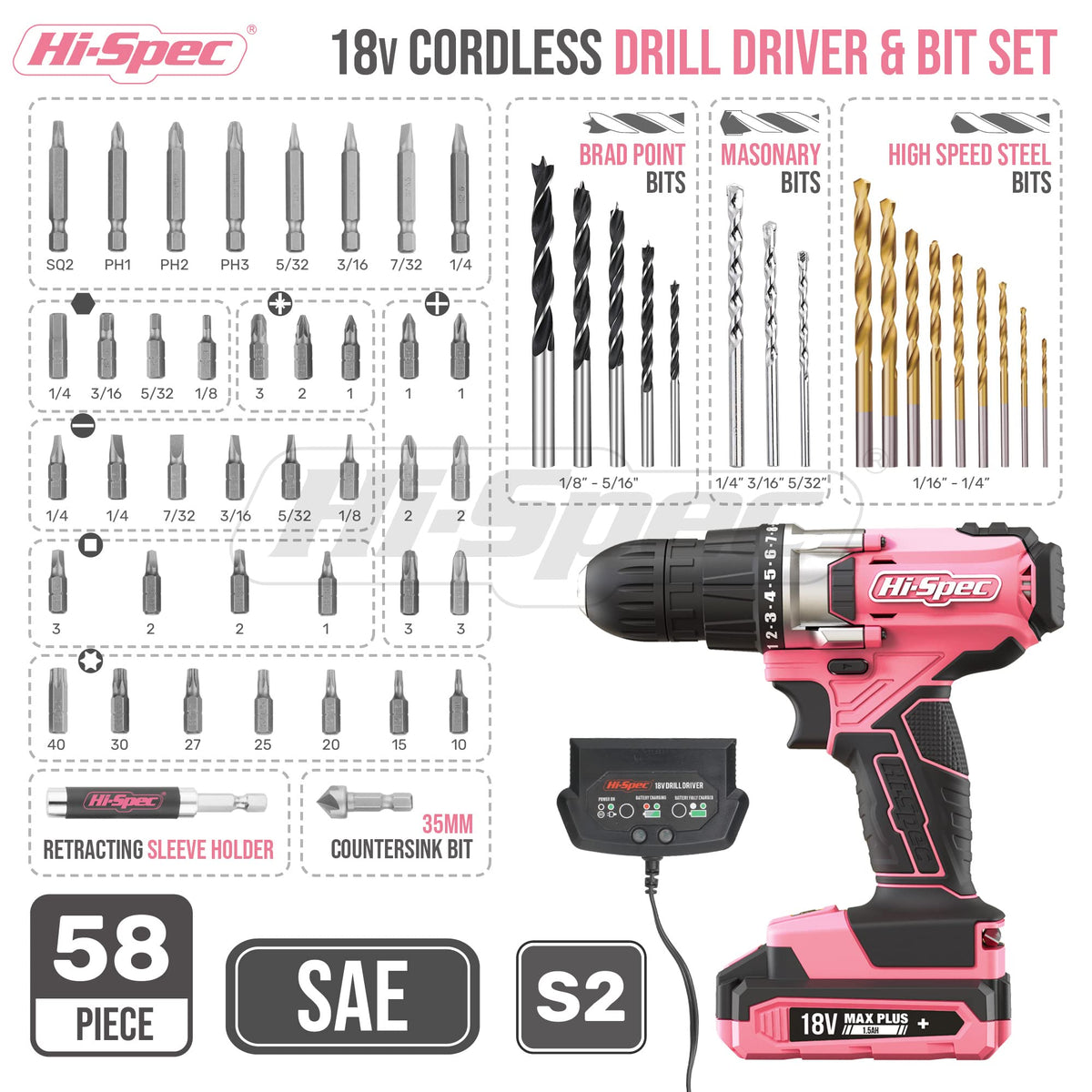 18V Cordless Drill Driver Set P837