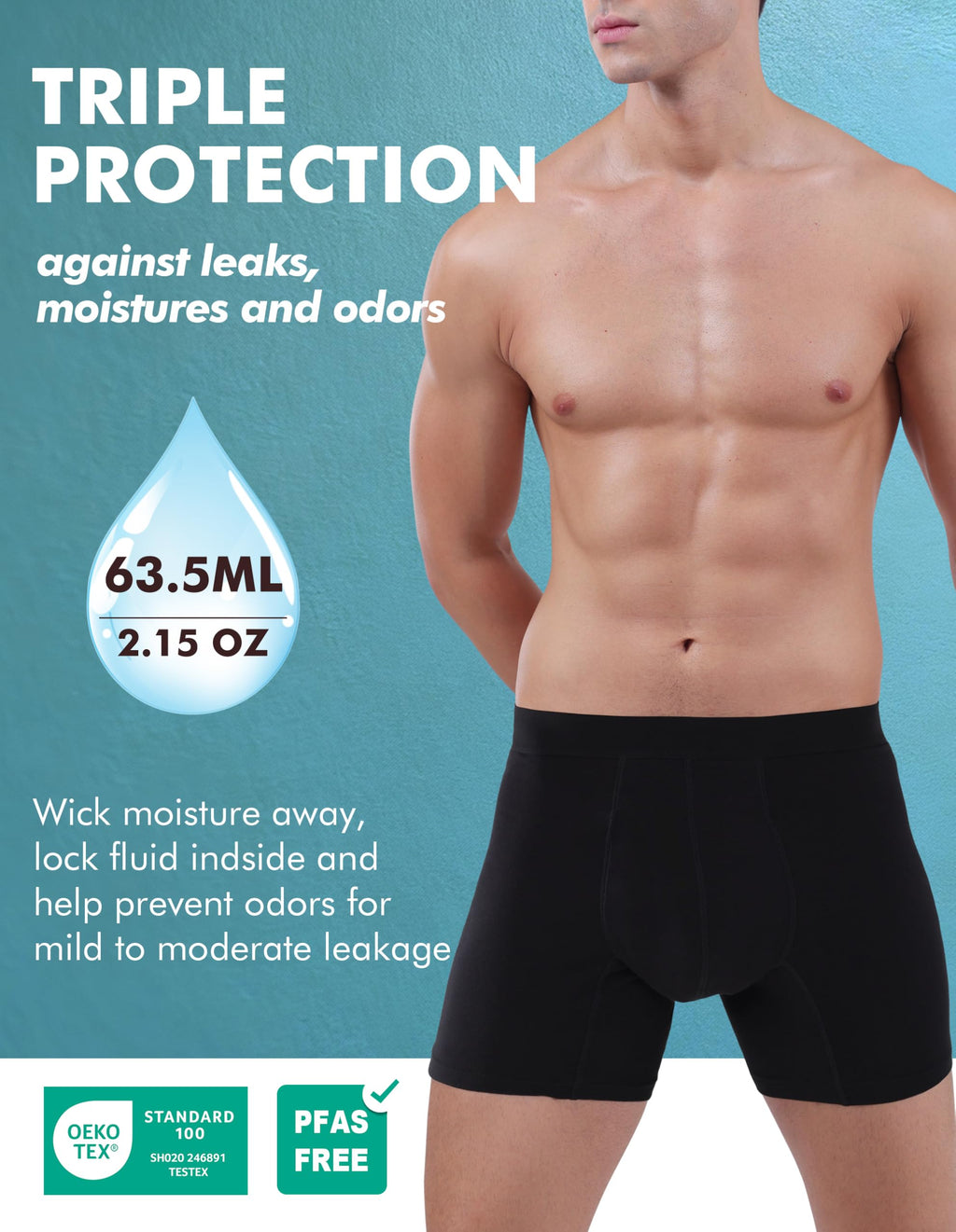 Washable Leak Proof Incontinence Underwear 5 Pack XXL I935