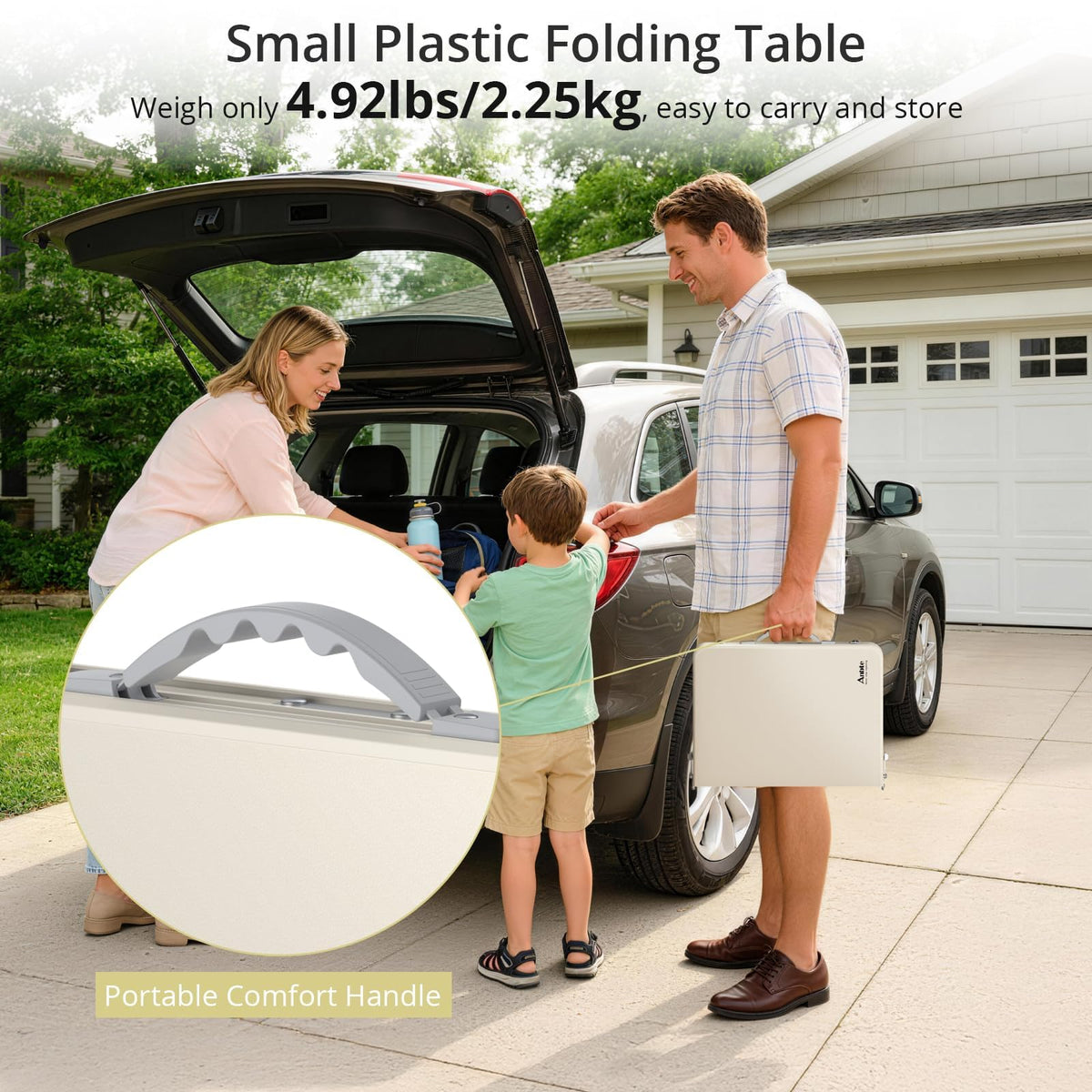 2 ft Small Folding Table, 3 Adjustable Height O648176