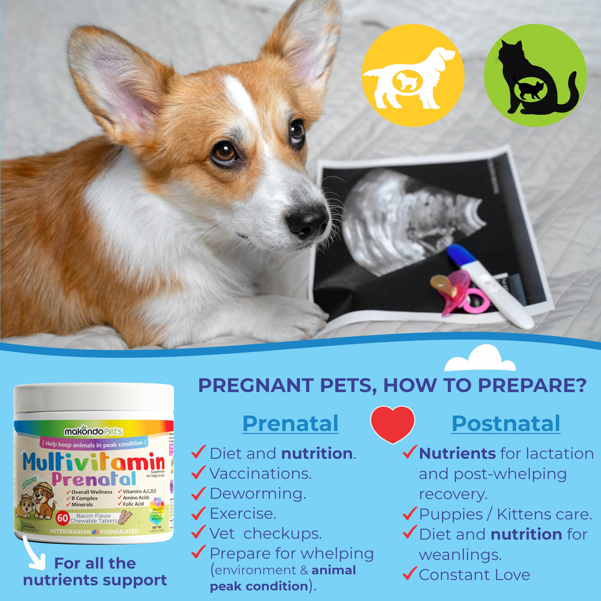 Dog Prenatal Vitamins 60 Tabs Supplement R487