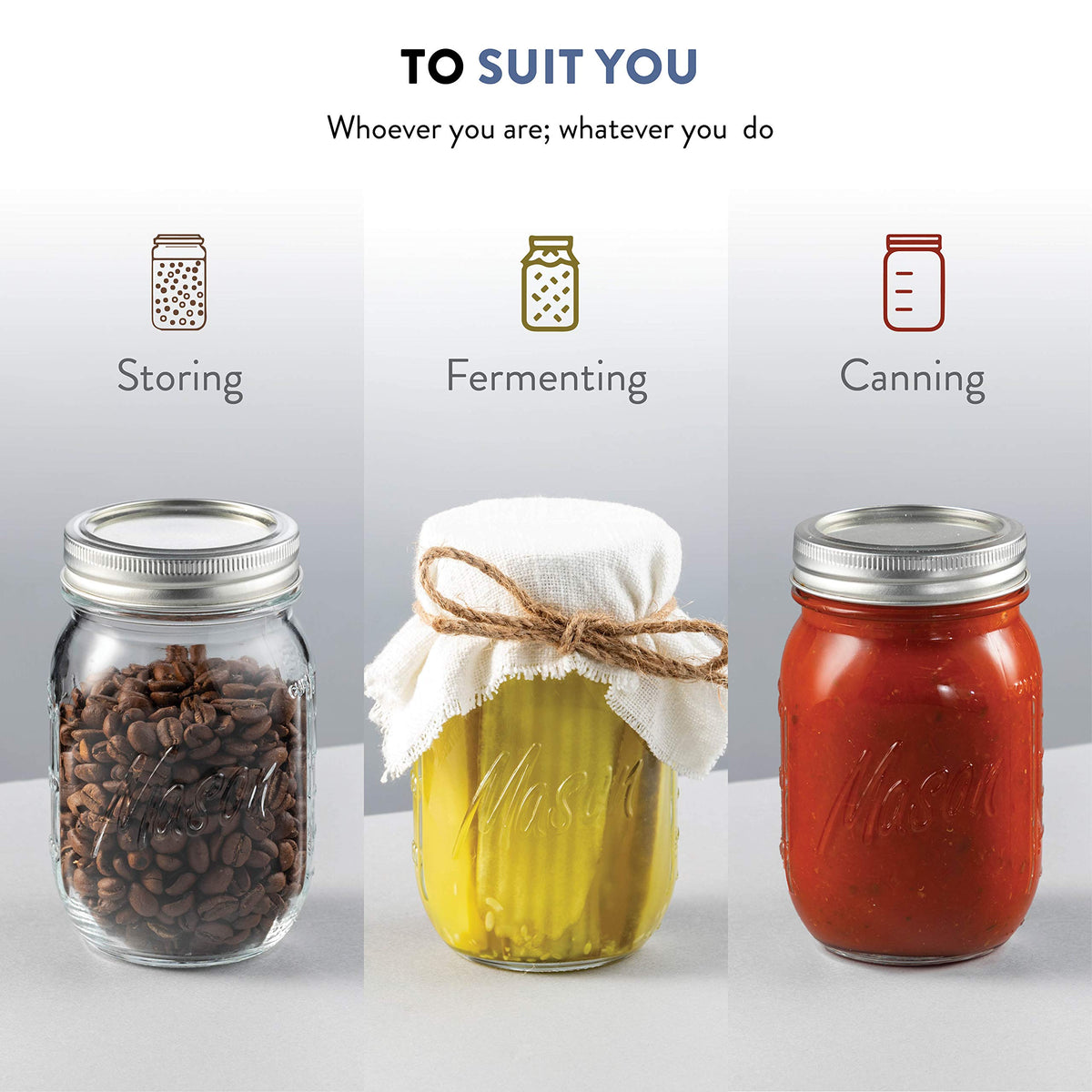 16 oz 12-Pack Regular Mouth Glass Jars with Lid & Seal Bands Y483459