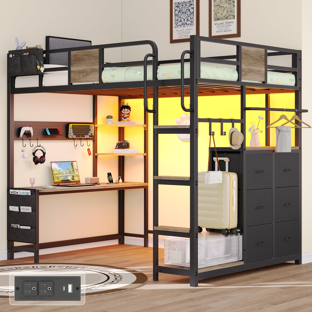 Twin Loft Bed with Storage and 6 Drawers K488813