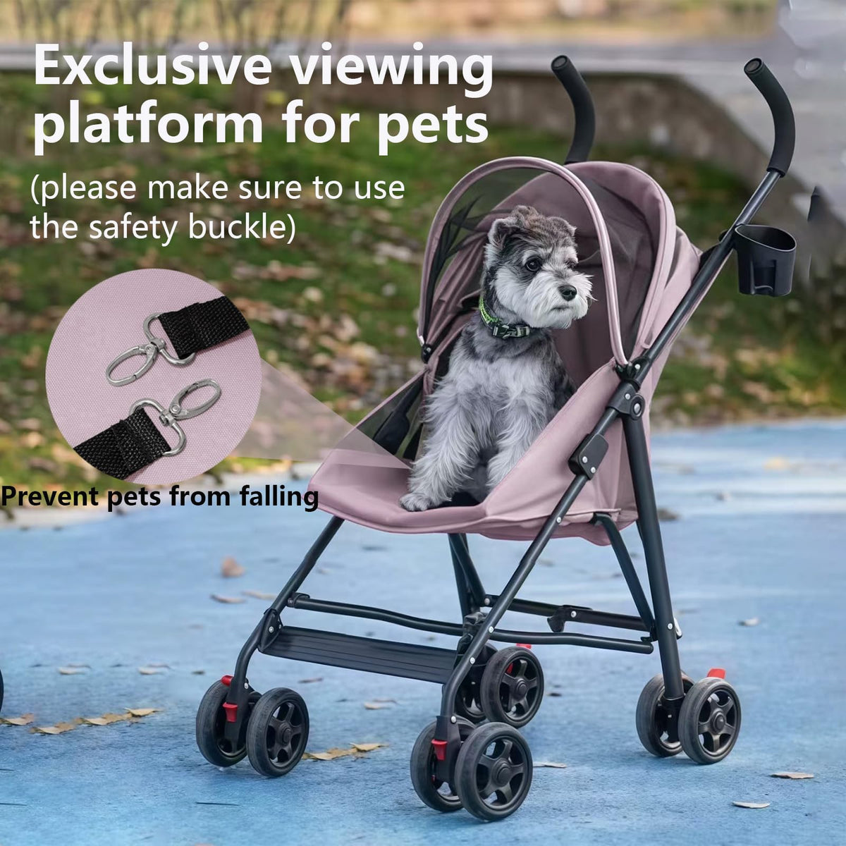 Foldable Lightweight Cat Stroller Pink H909425