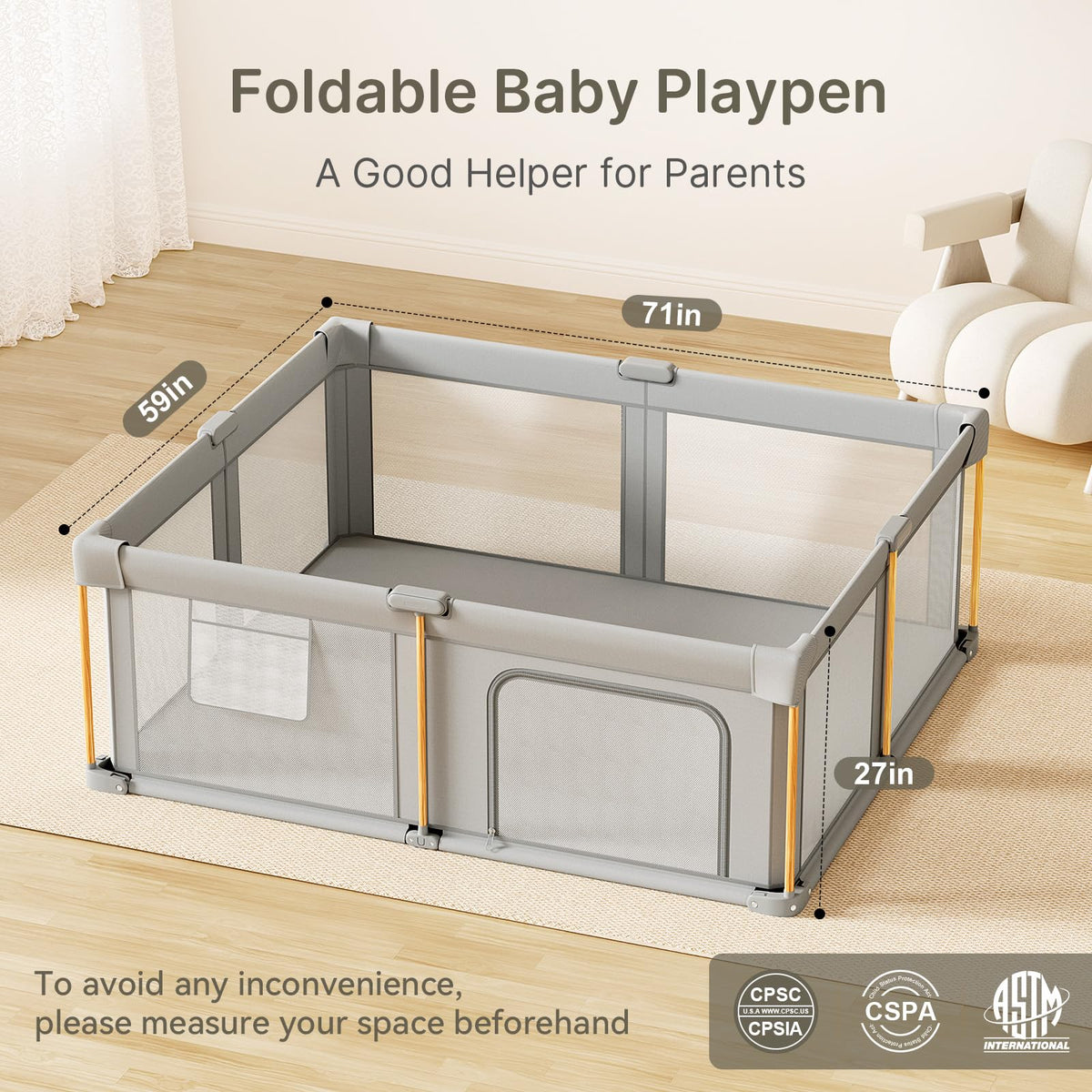 Foldable Baby Playpen with Mat E341155