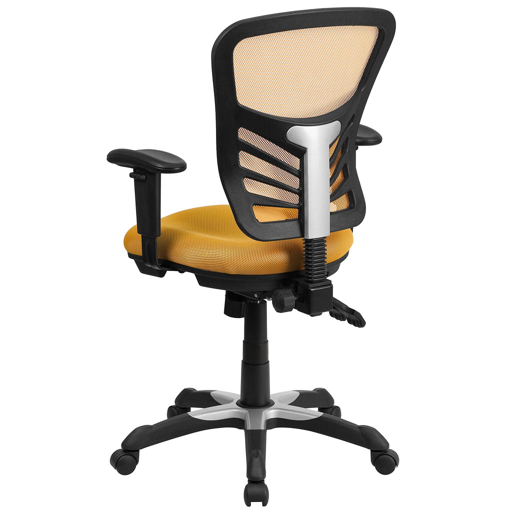 Yellow-Orange Mesh Ergonomic Office Chair with Adjustable Arms J677886