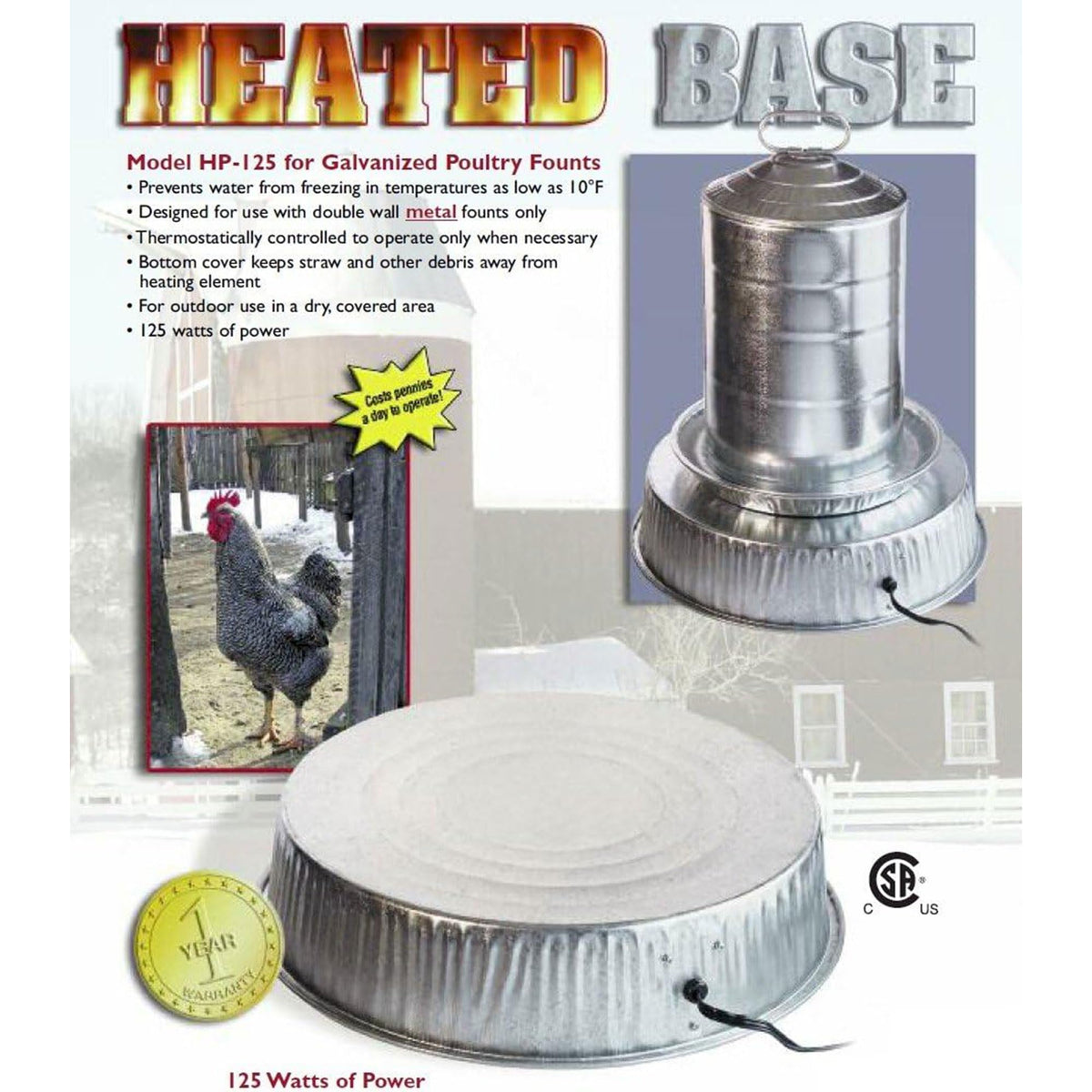 Heated Base for Metal Poultry Founts L3241