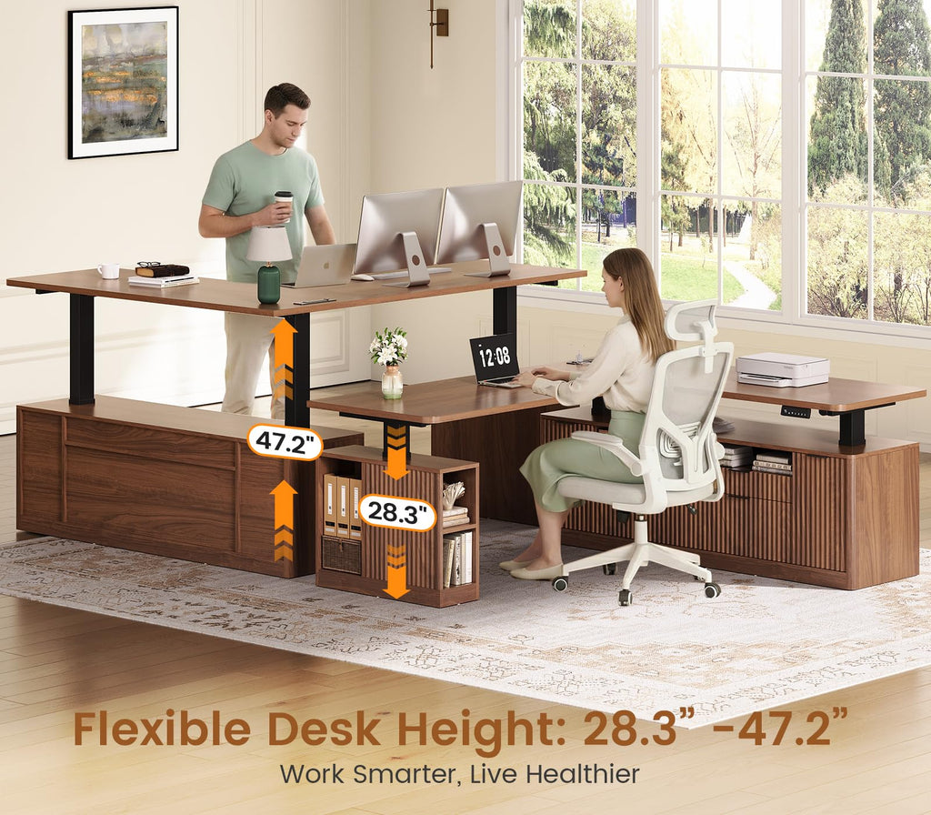 L Shaped Electric Standing Desk with 4 Drawers L790465