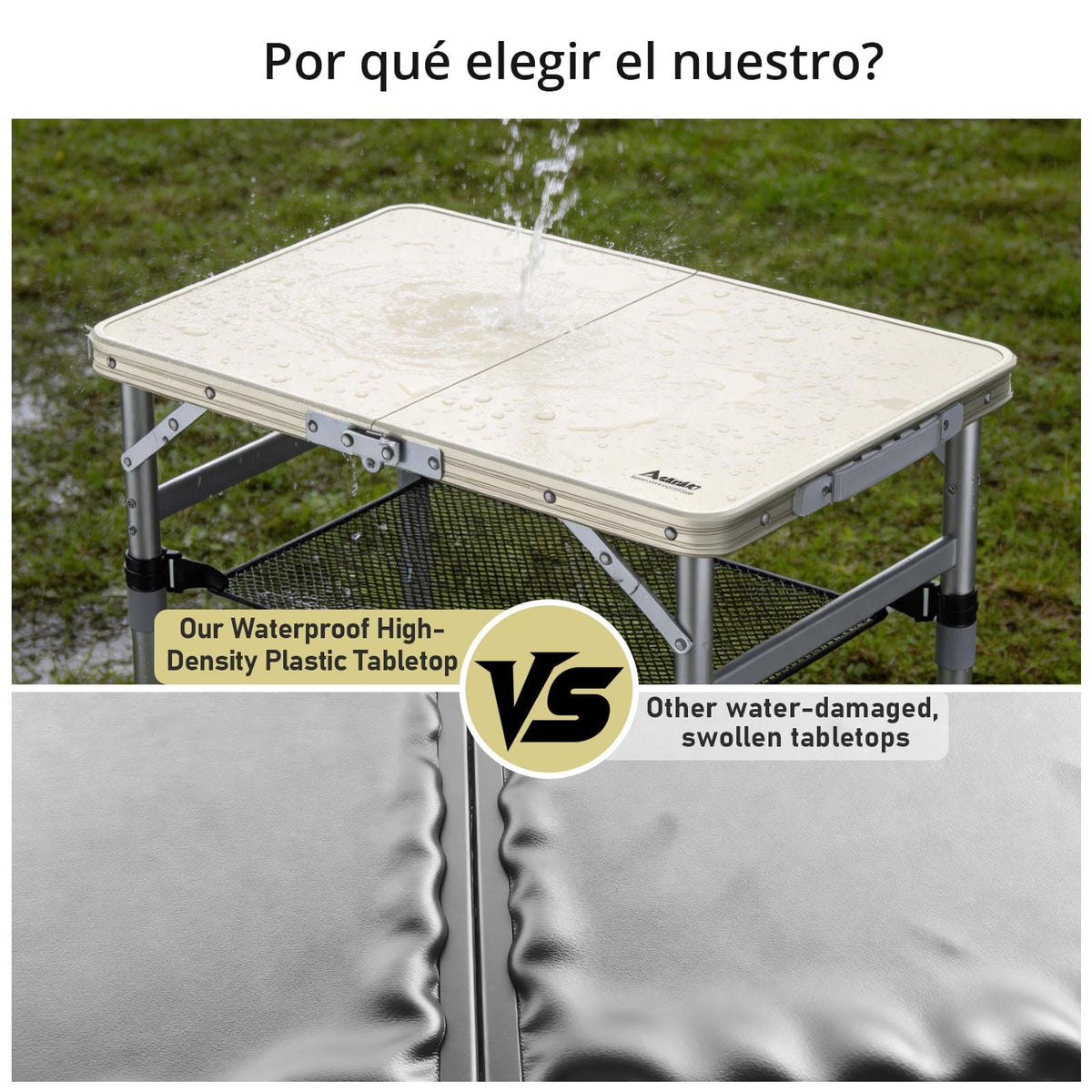2 ft Small Folding Table, 3 Adjustable Height O648176