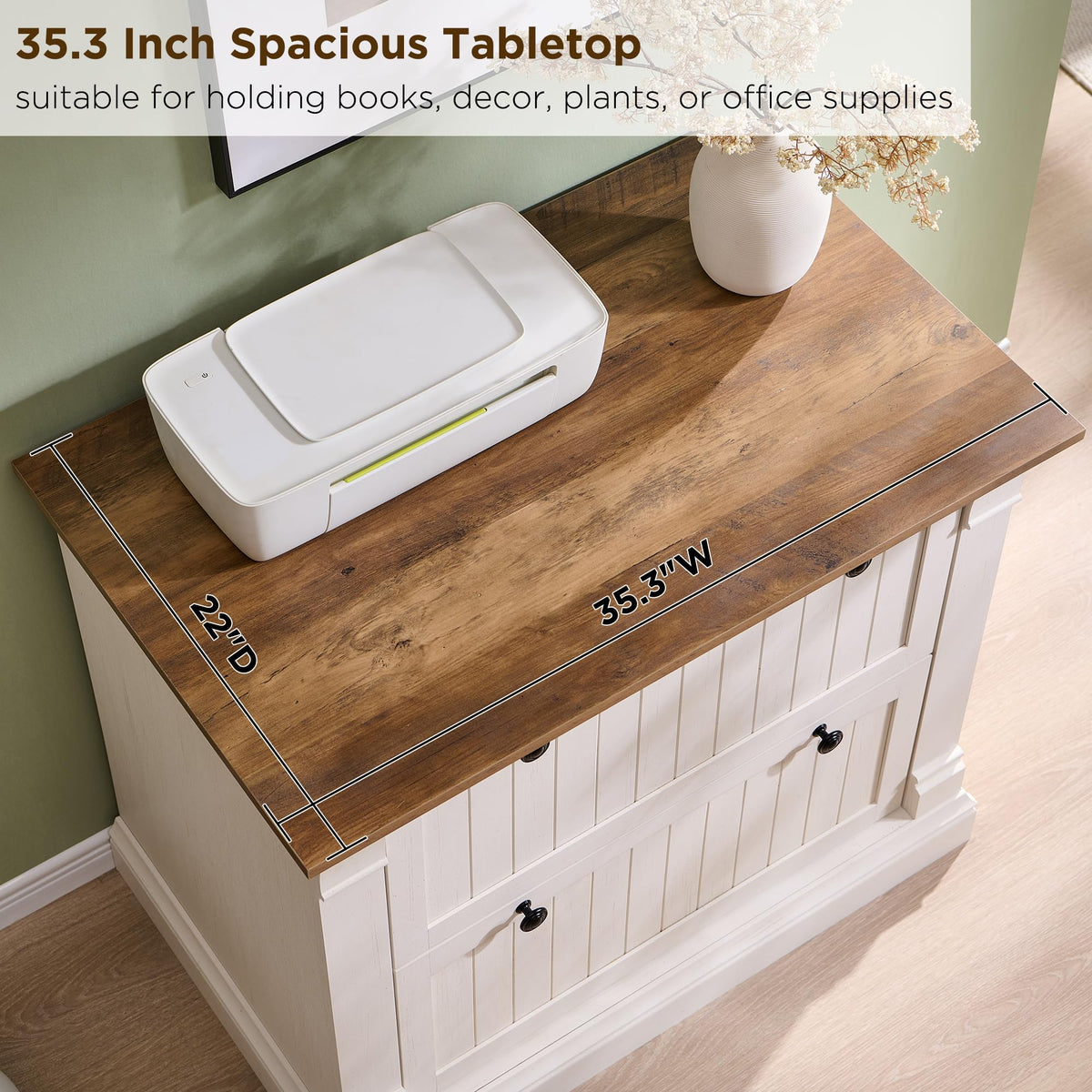Antique White 2 Drawer File Cabinet E657