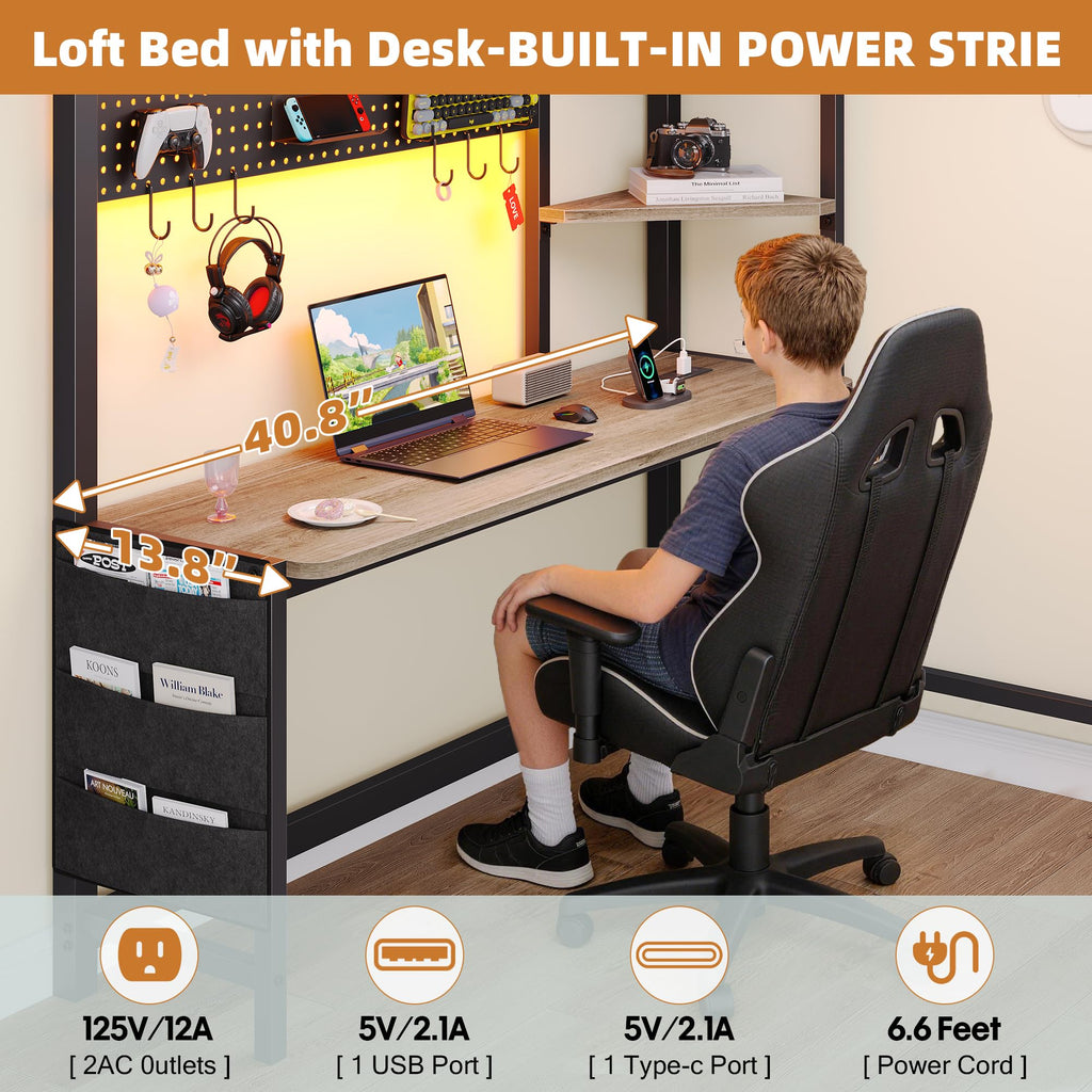 Twin Loft Bed with Storage and 6 Drawers K488813
