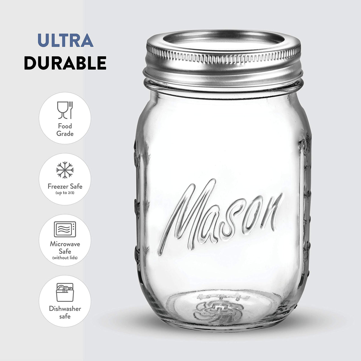 16 oz 12-Pack Regular Mouth Glass Jars with Lid & Seal Bands Y483459