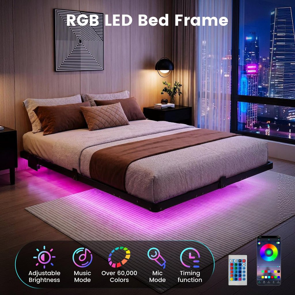 Full Floating Bed Frame with LED Lights Q41312