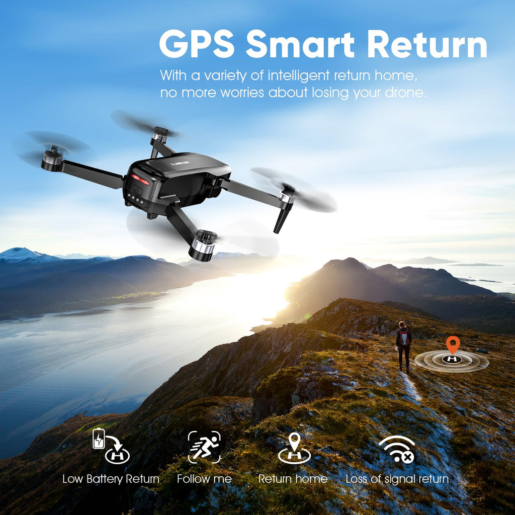 GPS Drone with EIS 2K Camera, 7.22 inch Screen, 64 Mins Flight, Foldable RC Drone C10683