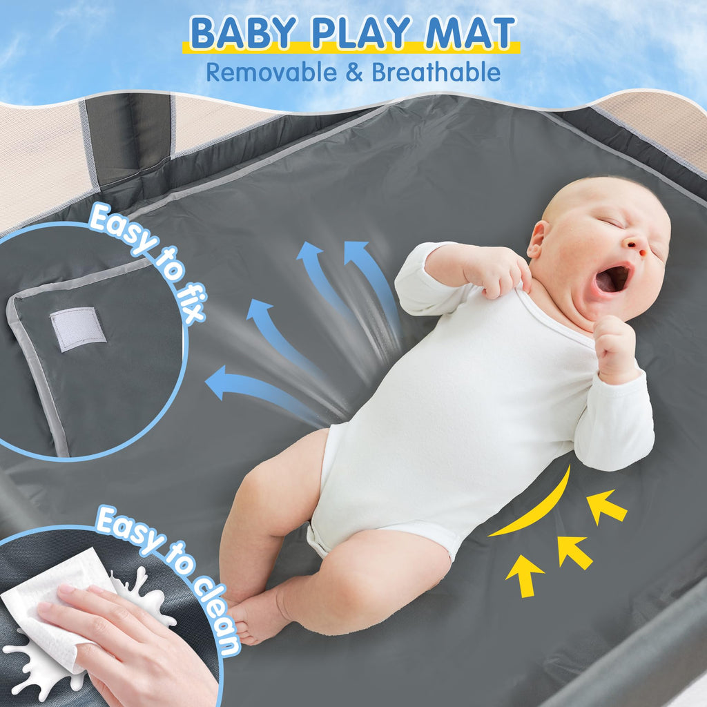 Foldable Baby Playpen with Mat F31797