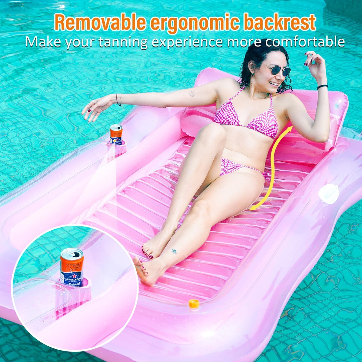 Inflatable Tanning Pool Lounger Float with Sprinkler I453