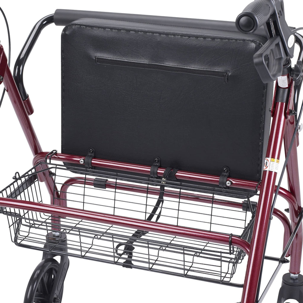 Foldable Bariatric Rollator Walker with Seat, Red C4655