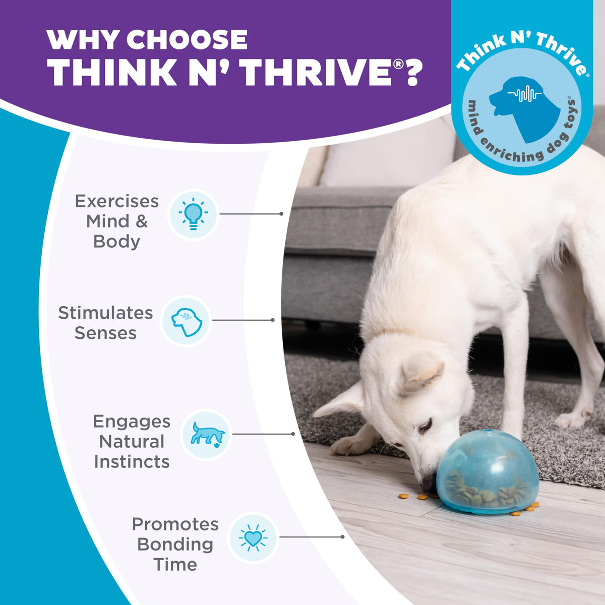 Blue Interactive Treat Dispensing Dog Toy N18473