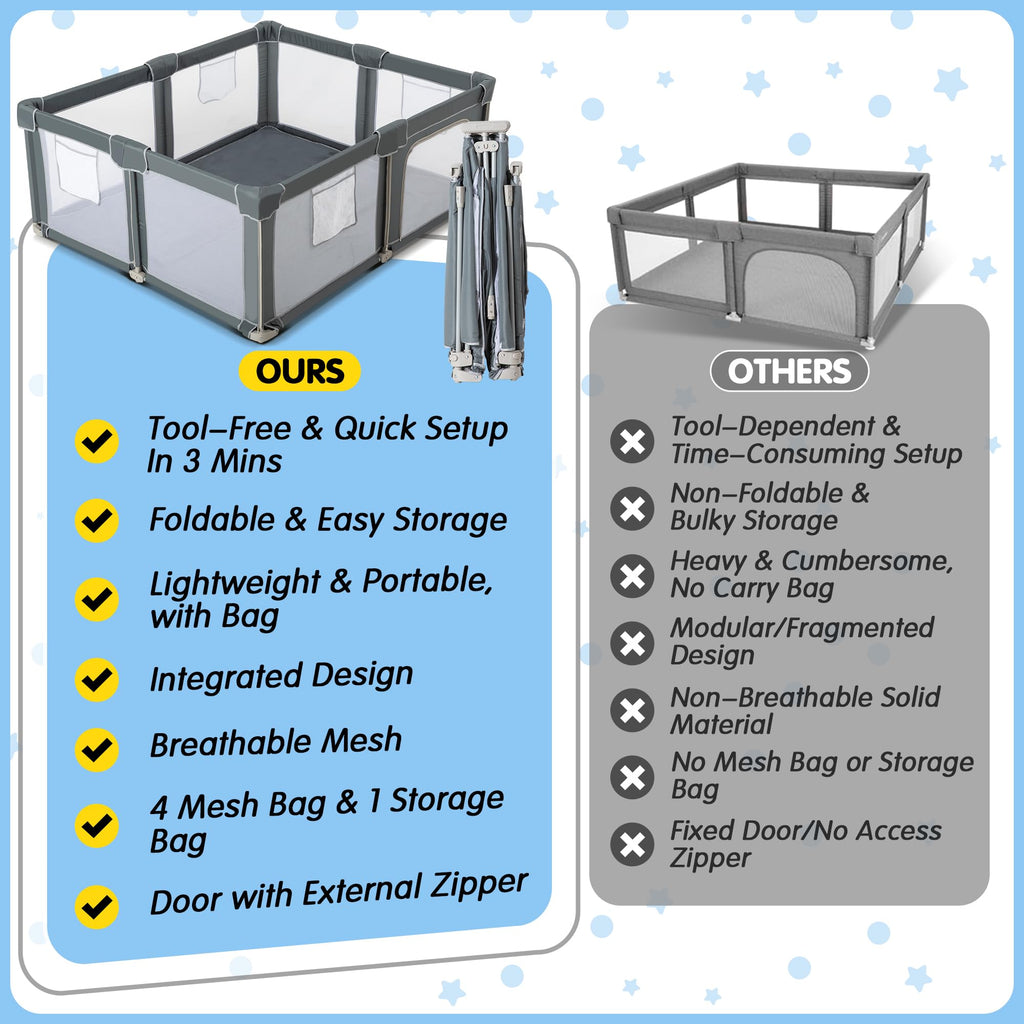 Foldable Baby Playpen with Mat F31797
