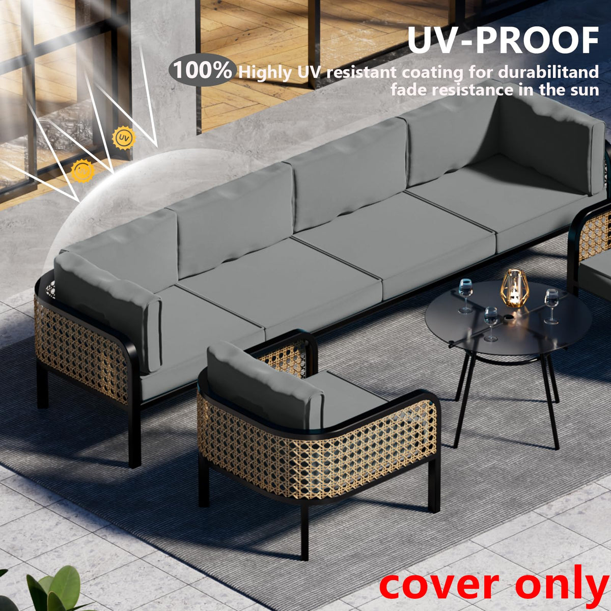 14 Piece Outdoor Waterproof Cushion Covers with Zipper P399794
