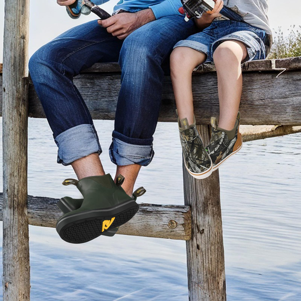 Waterproof Rubber Ankle Deck Boots with Memory Foam F87484