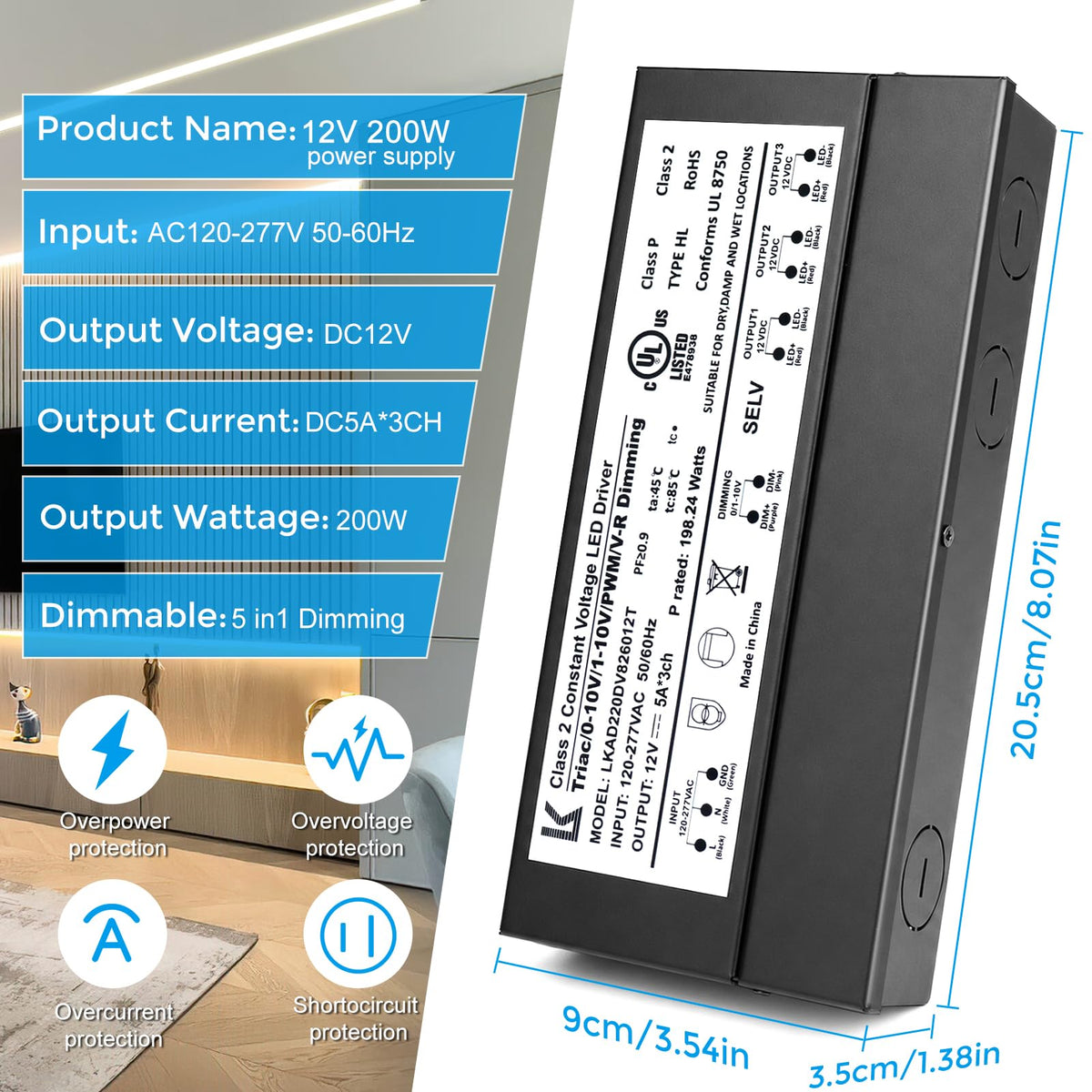 200W Dimmable IP67 Waterproof LED Driver P38933