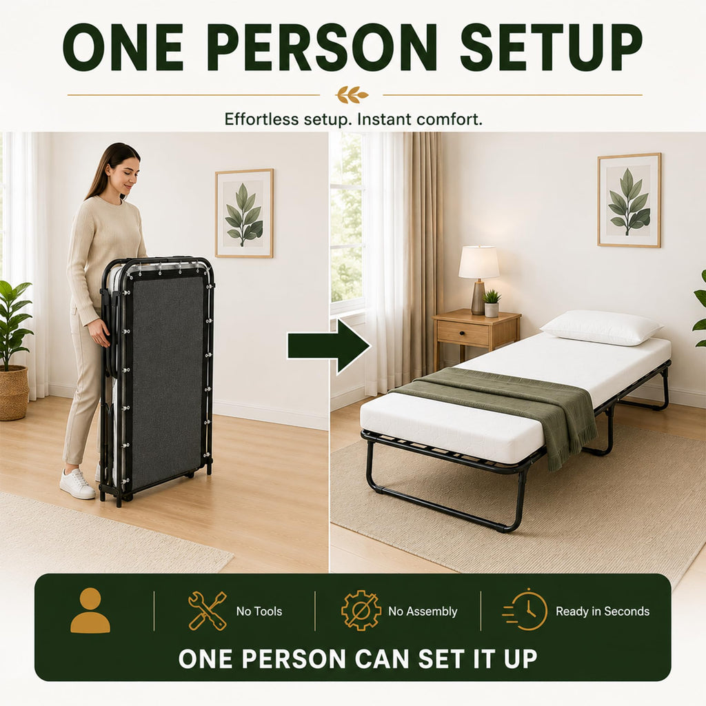 14” Folding Bed with 3-Inch Memory Foam Mattress J510
