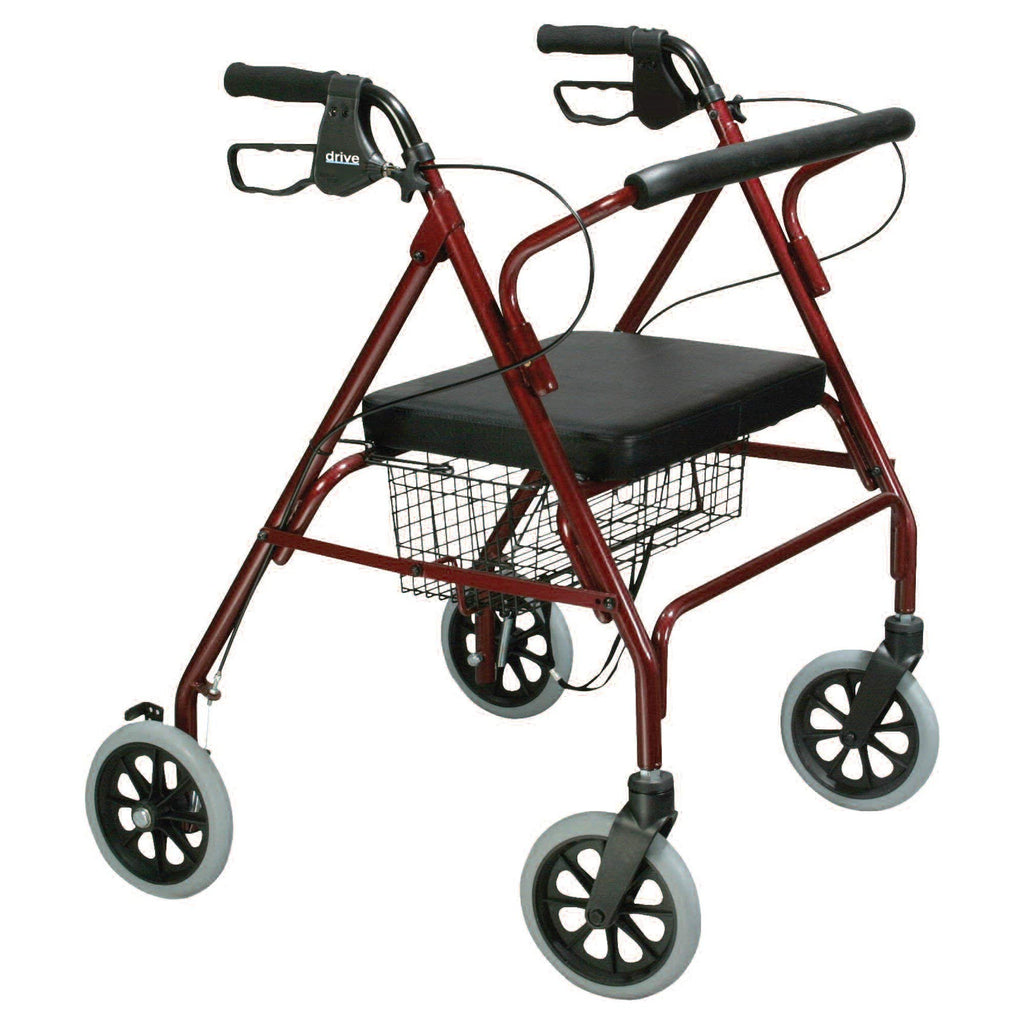 Foldable Bariatric Rollator Walker with Seat, Red C4655