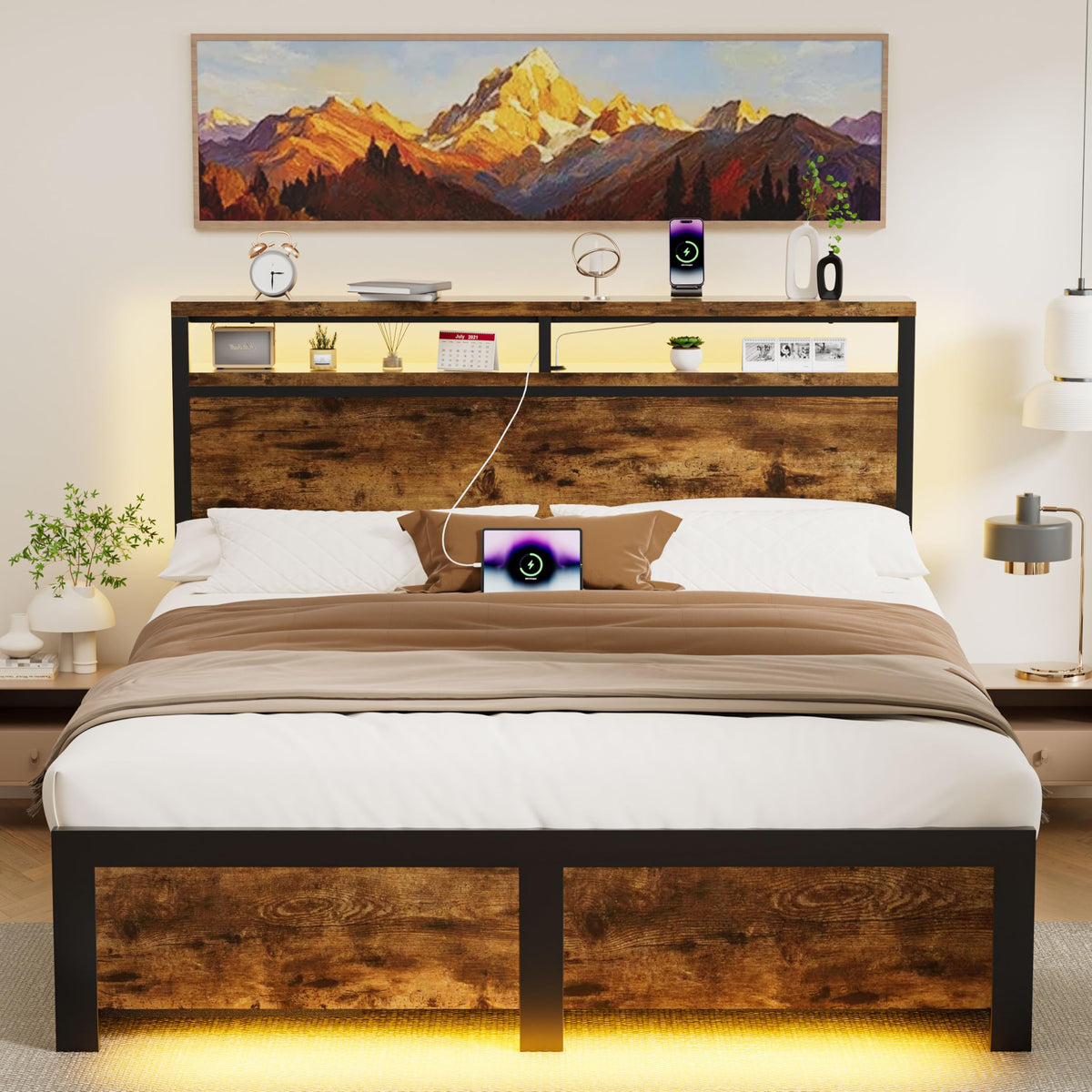Full Bed Frame with 4 Storage Drawers V3801