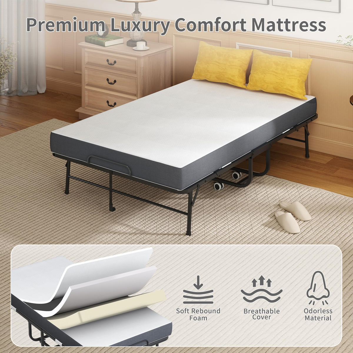 74"x 46" Folding Bed with Mattress T282