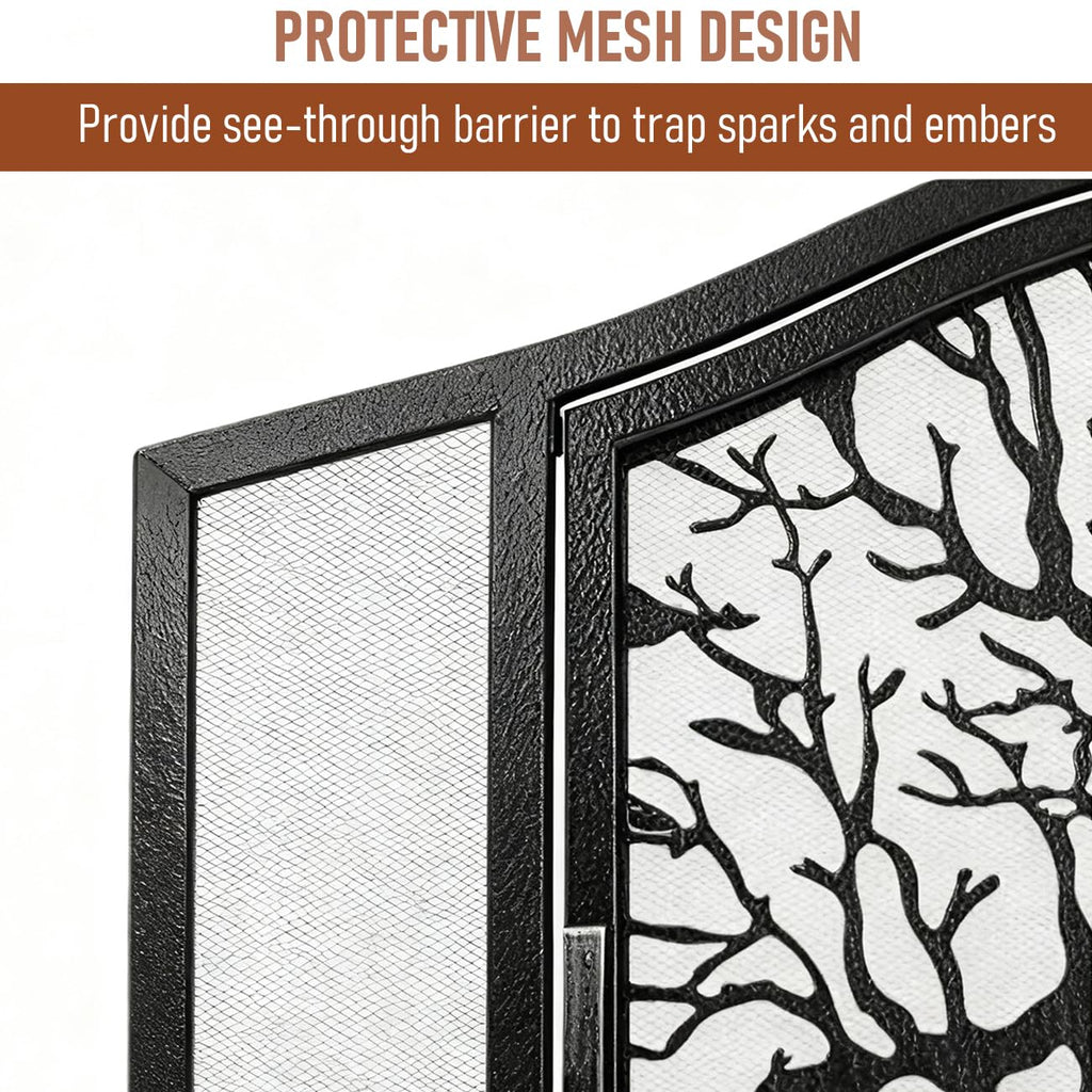 Wrought Iron Fireplace Screen with Locking Doors V5625