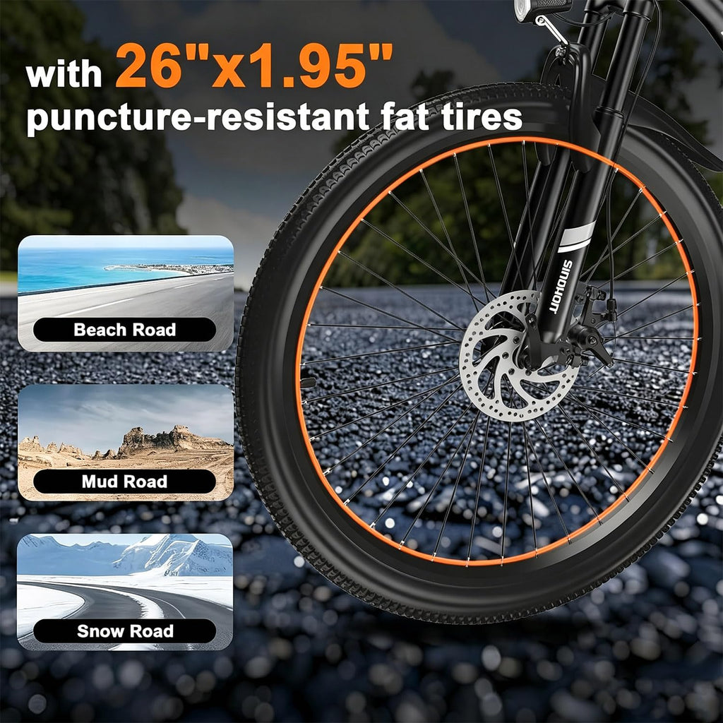 26" Electric Bike with 750W Peak Motor and 7-Speed P1263