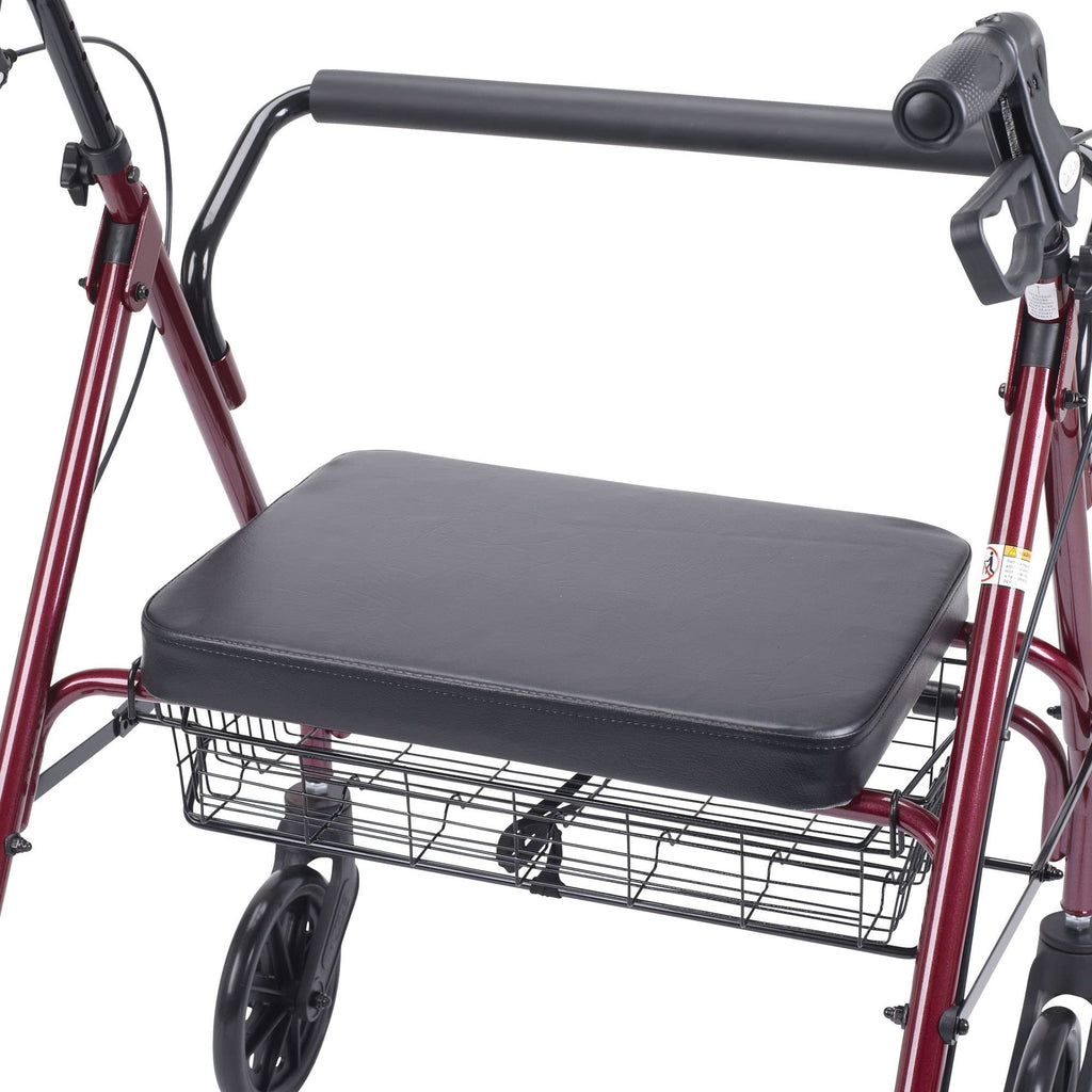 Foldable Bariatric Rollator Walker with Seat, Red C4655