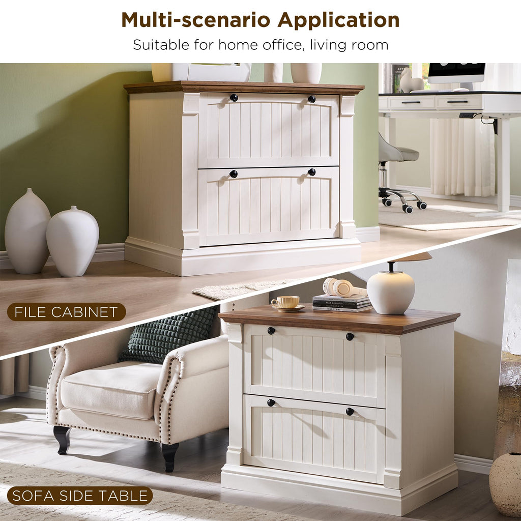 Antique White 2 Drawer File Cabinet E657
