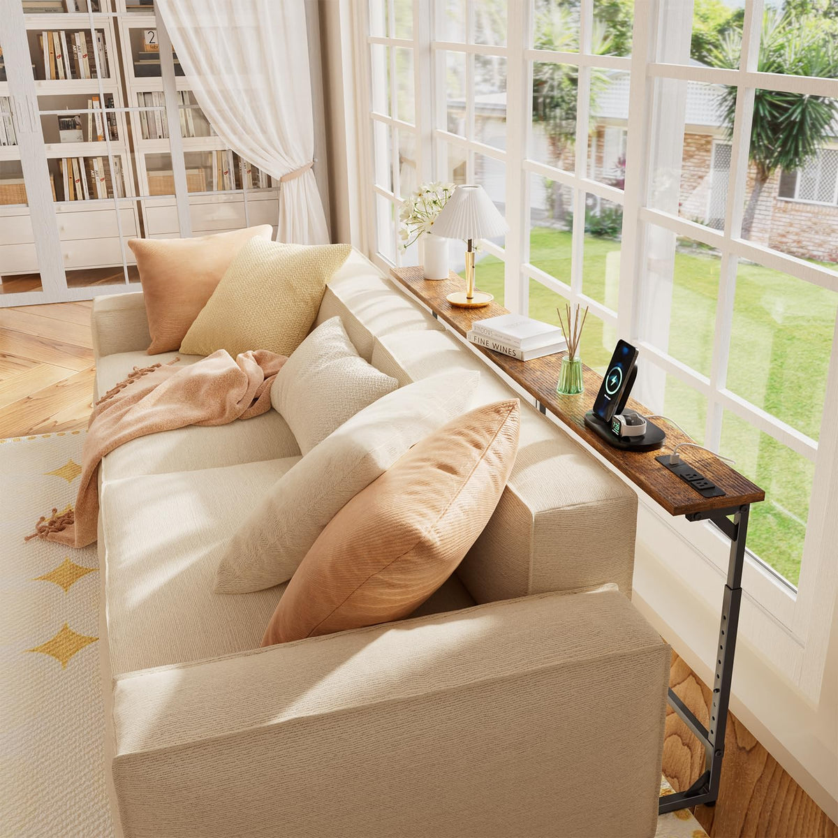 78.75” Narrow Adjustable Console Table with Outlet O168