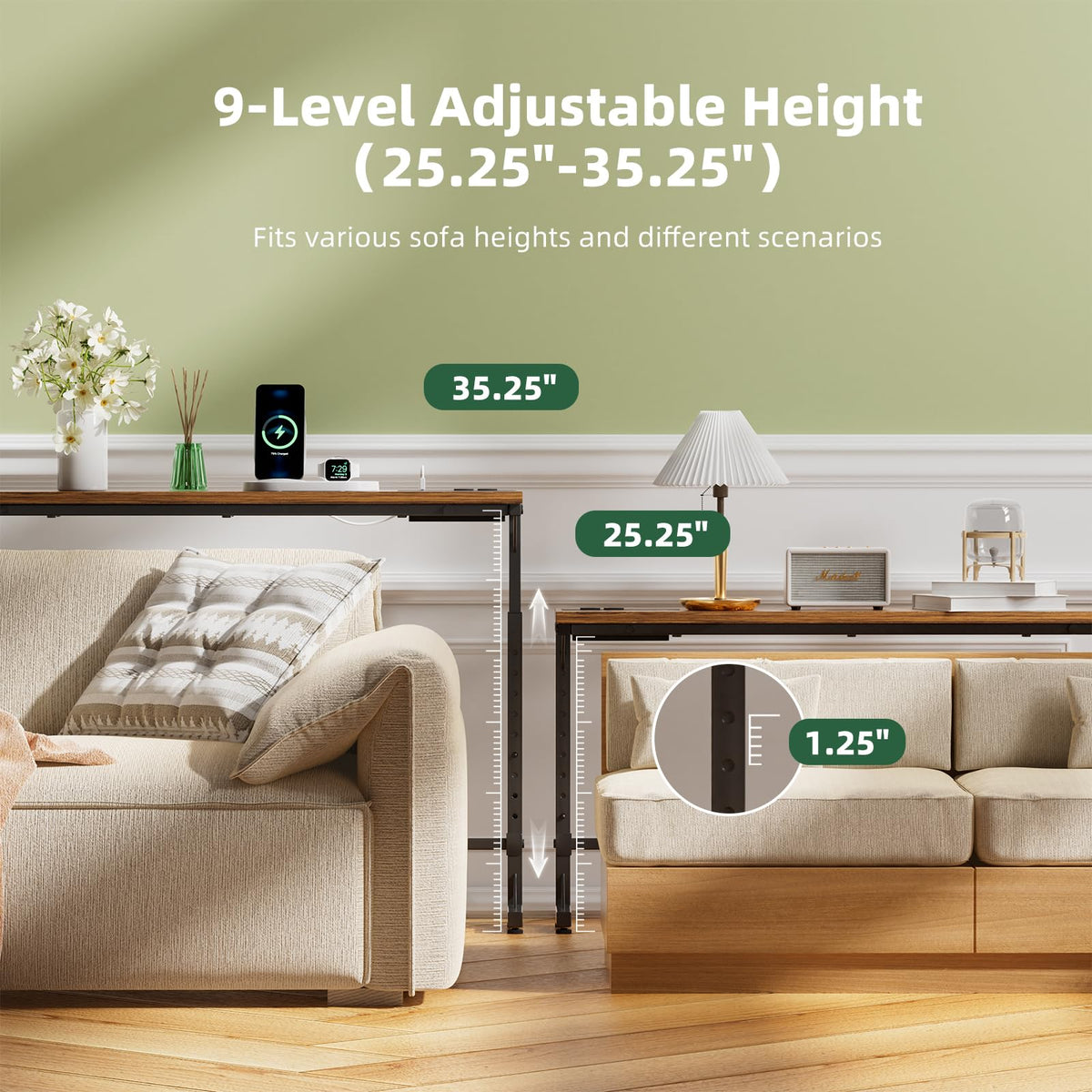 78.75” Narrow Adjustable Console Table with Outlet O168