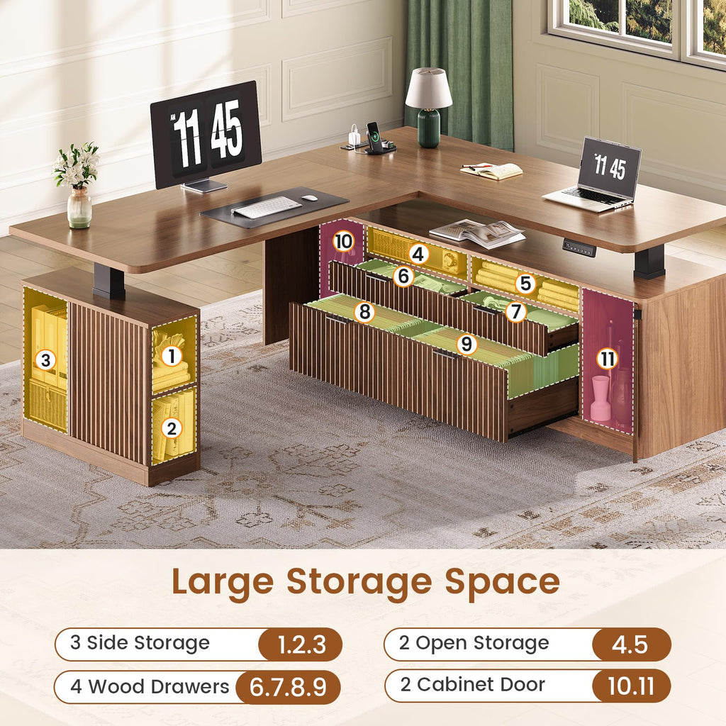 L Shaped Electric Standing Desk with 4 Drawers L790465