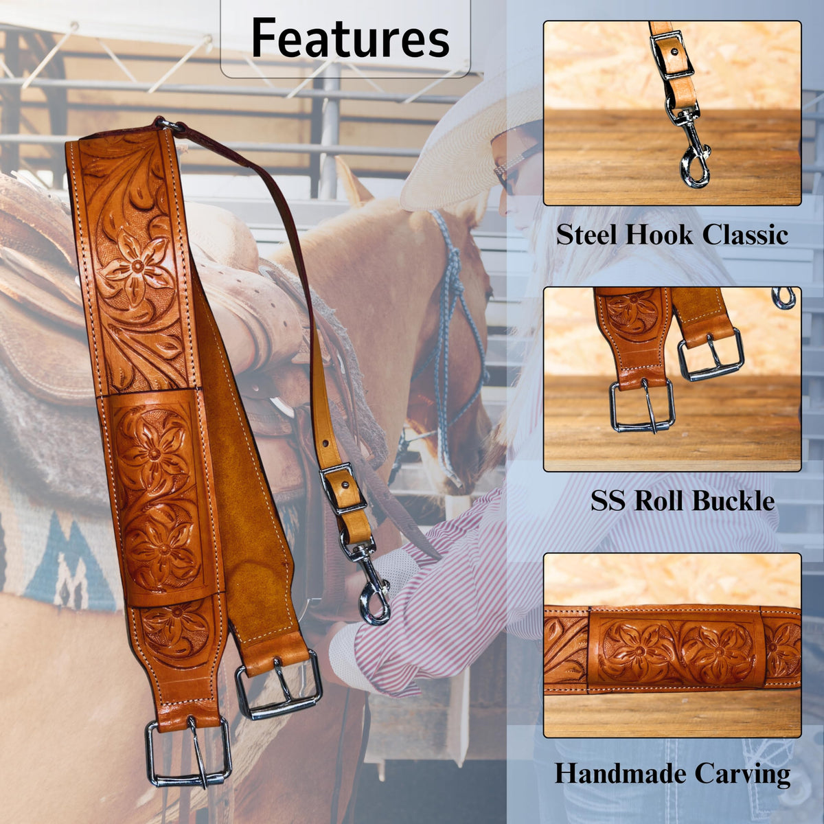 Western Leather Horse Saddle Girth Cinch Belt A156476