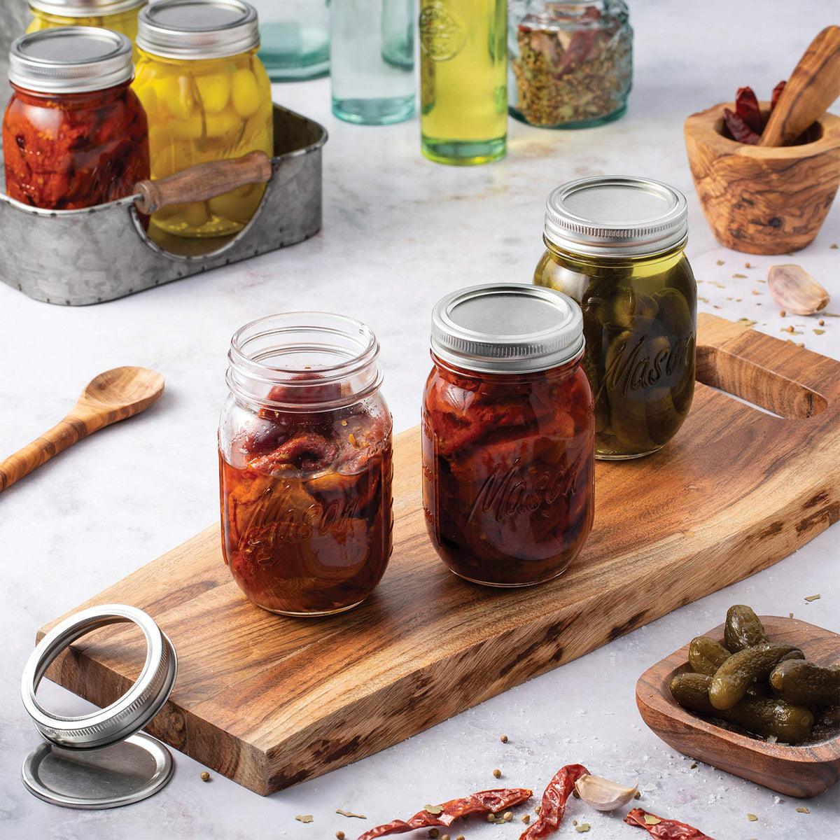 16 oz 12-Pack Regular Mouth Glass Jars with Lid & Seal Bands Y483459