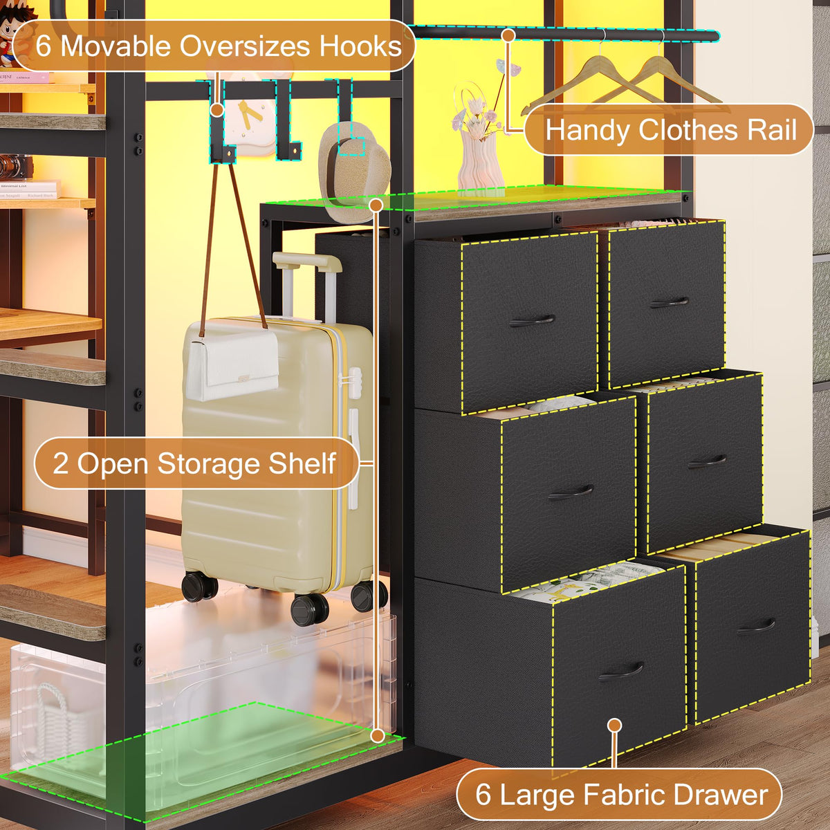 Twin Loft Bed with Storage and 6 Drawers K488813